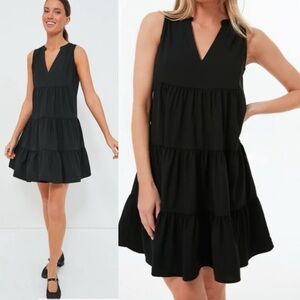 POMANDER PLACE Kenzo dress Black Crepe Sleeveless Tiered Womens Size S P…